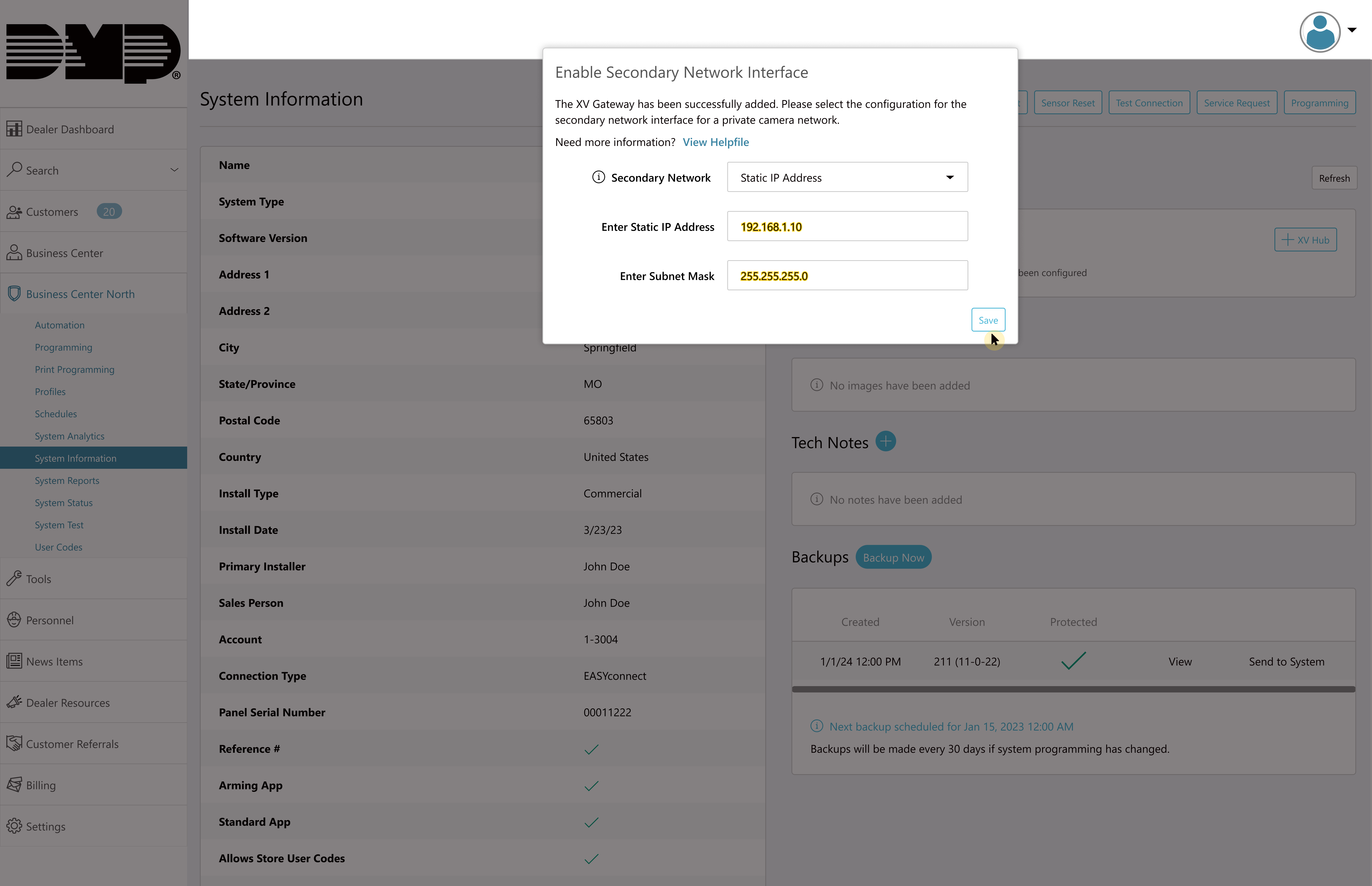 7 enable second nic - static ip information.png